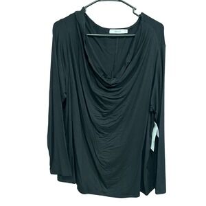 JustFab Cowl Neck Long Sleeve Tunic Top Comfy Casual‎ Black 2X